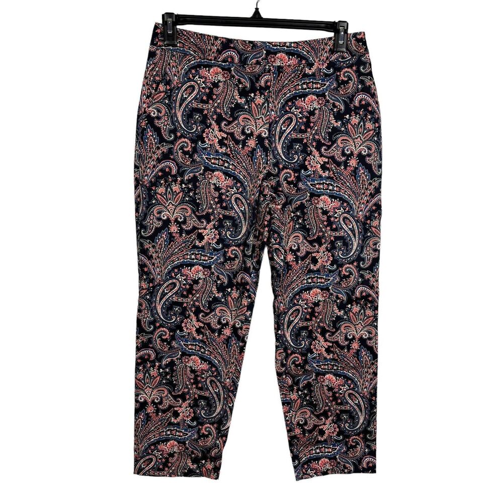NWT Pendleton Blue & Orange Paisley Print Ankle Pants Women's Size 8